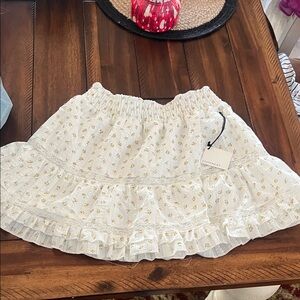 Ladies Statement White Floral Skirt Large NWT Lined Spring Summer